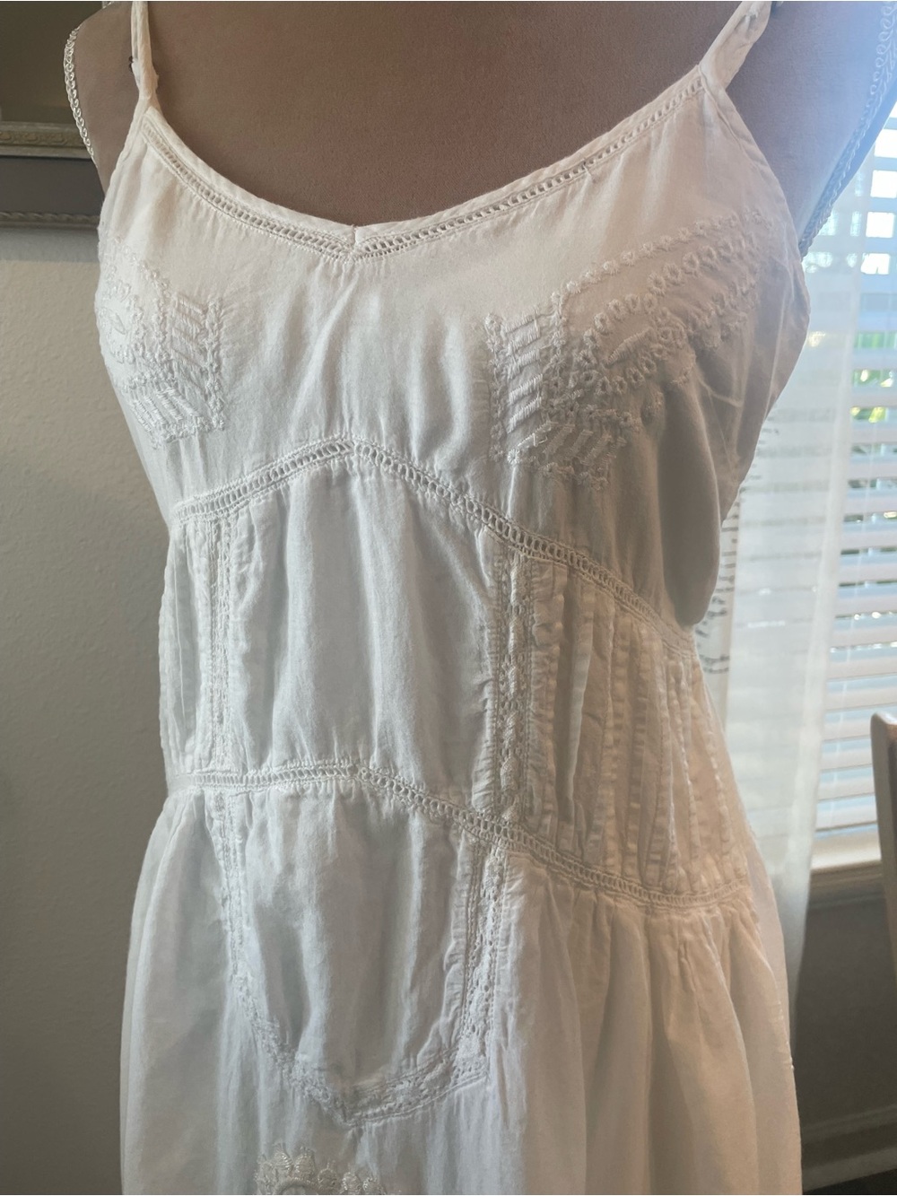 Billabong White Embroidered Cotton Sundress, S/P